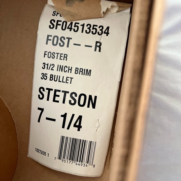 Made in USA 🇺🇸 Stetson Foster 35 Bullet Western Hat 7 ¼ - Picture 3 of 9